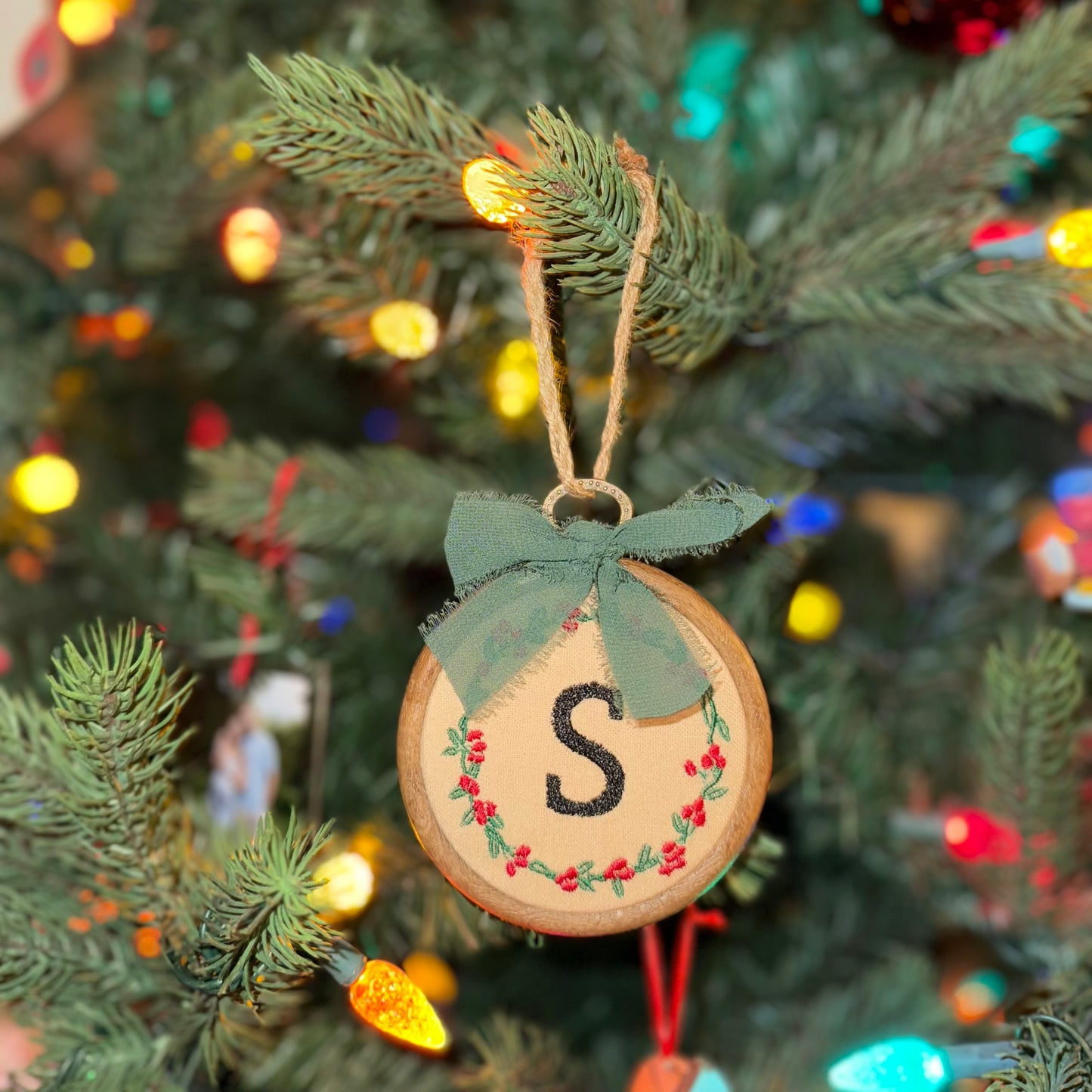 Stitched Haus- Custom Embroidered Ornament- Initial