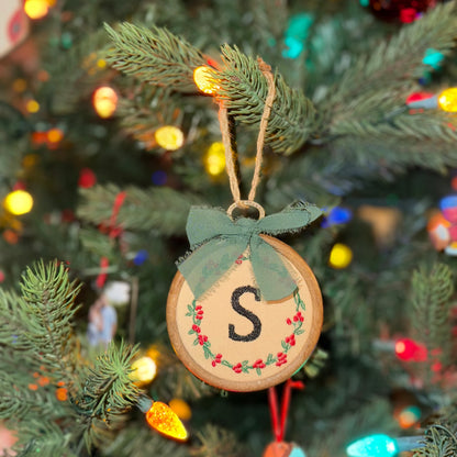 Stitched Haus- Custom Embroidered Ornament- Initial