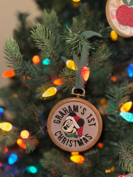 Stitched Haus- Custom Embroidered Ornament- Baby's First Christmas