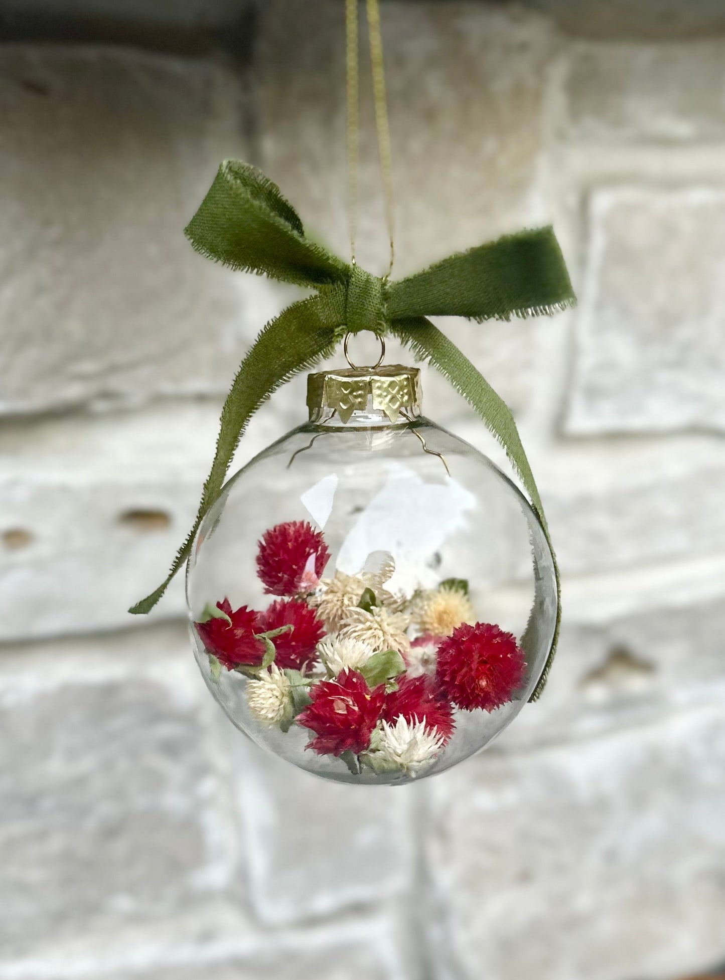 Dried Flower Ornament- Red & White