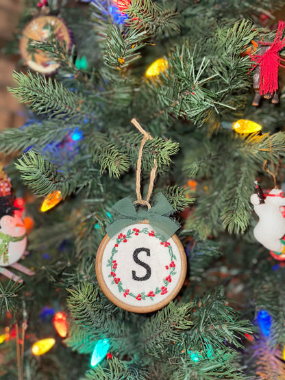 Stitched Haus- Custom Embroidered Ornament- Initial